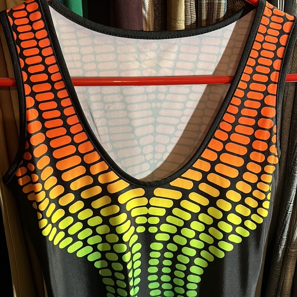 ✨2 for $20✨🌈Black and neon rainbow knee length fitted dress - Picture 2 of 5